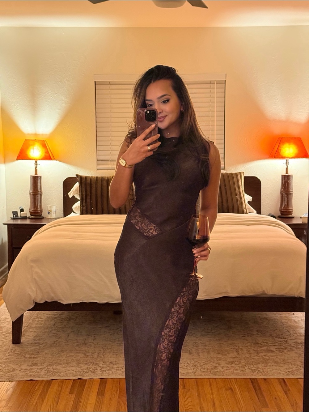 Brown Lace Evening Gown